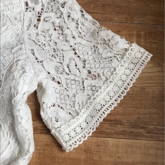 Amazon Tobrief Sheer Lace  Peplum Blouse White - Picture 7 of 10